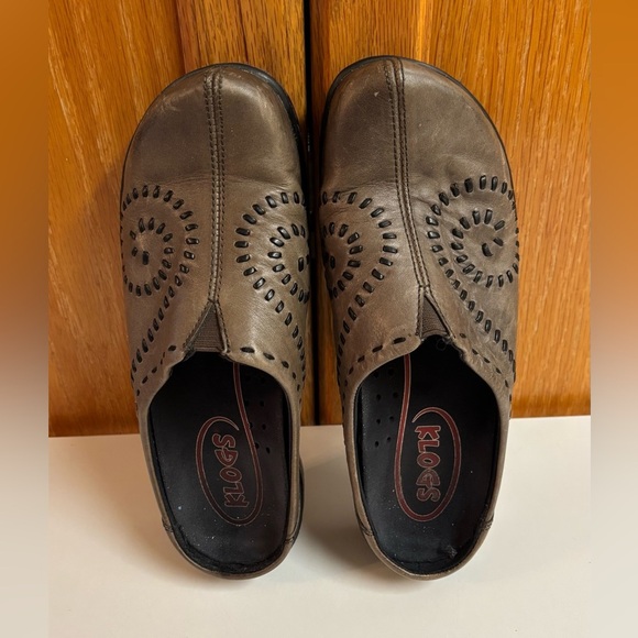 Klogs F7 Brown Leather slip on platform mules shoes clogs - Picture 2 of 6